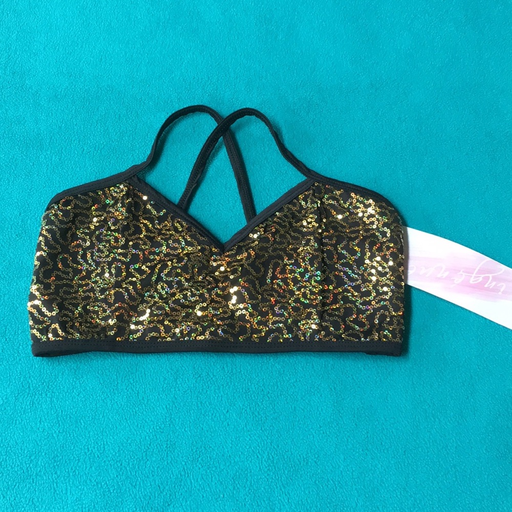 Black and Gold Sequin Dance Top